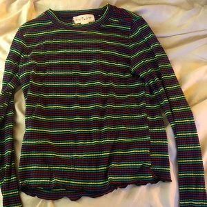 Outlaw Sweaters Crop Top | Rainbow Striped Crop Top | Size Small